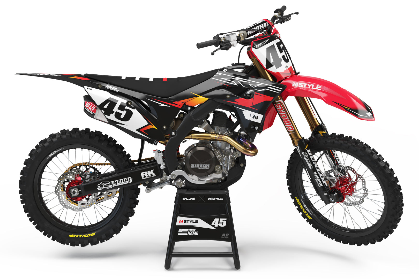 ATTACK Graphic Kit for HONDA - RED / BLACK / FADE